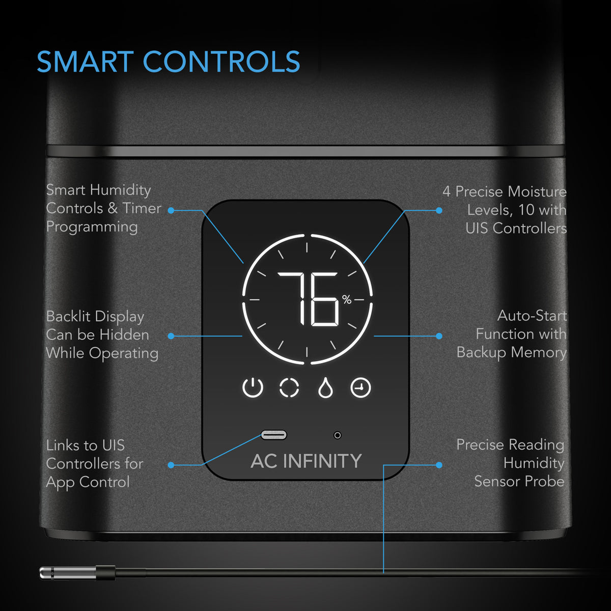 CLOUDCOM B1, Smart Thermo-Hygrometer with Data App, 12 ft. Sensor Probe -  AC Infinity