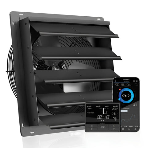 AIRLIFT T20, Shutter Exhaust Ventilation Fan 20", Temperature Humidity Controller