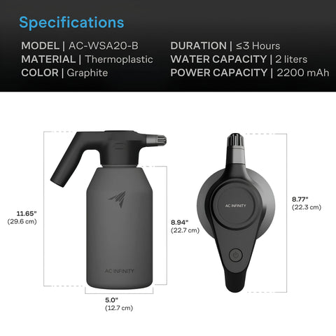 Automatic Water Sprayer, 2-Liter Electric Mister, Graphite