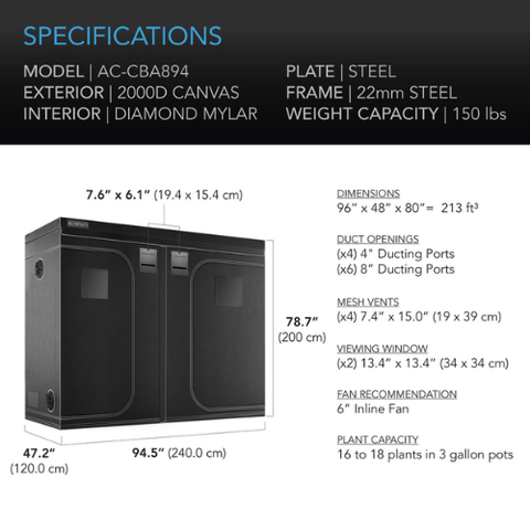 Cloudlab 894, Advance Grow Tent 8X4