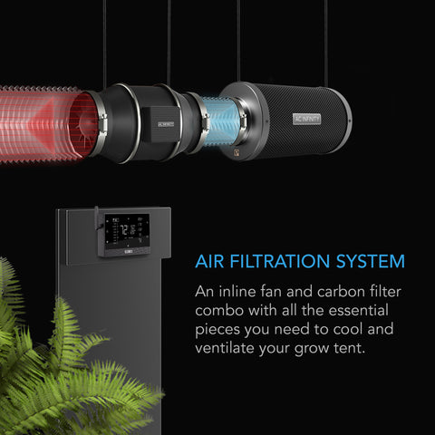 Air Filtration Kit PRO 4", AI-Powered Controller with WiFi App, Inline Fan with Carbon Filter & Ducting Combo