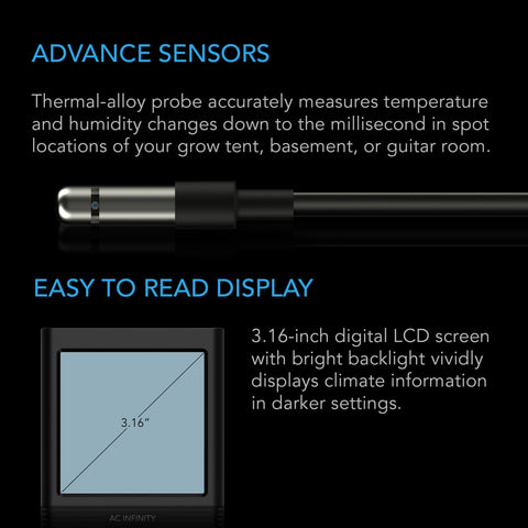 Cloudcom B1, Smart Thermo-Hygrometer With Data App, 12 Ft. Sensor Probe