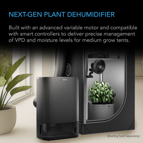 HYDRONE 5, Plant Dehumidifier with 10-Level Controls, Works in All Environments, High-Precision PWM Motor, Silent Operation, Versatile Dual Duct Ports, up to 5x5 Grow Tents