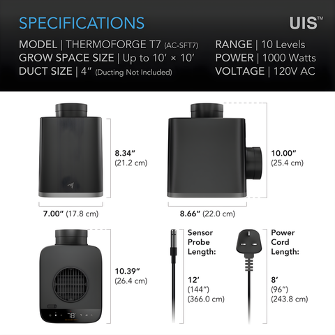 THERMOFORGE T7, Plant Heater 1000W with AI-Powered VPD Temp Controller