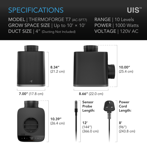 THERMOFORGE T7, Plant Heater 1000W with AI-Powered VPD Temp Controller
