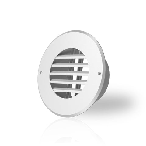 Wall-Mount Duct Grille Vent, White Steel, 4-Inch