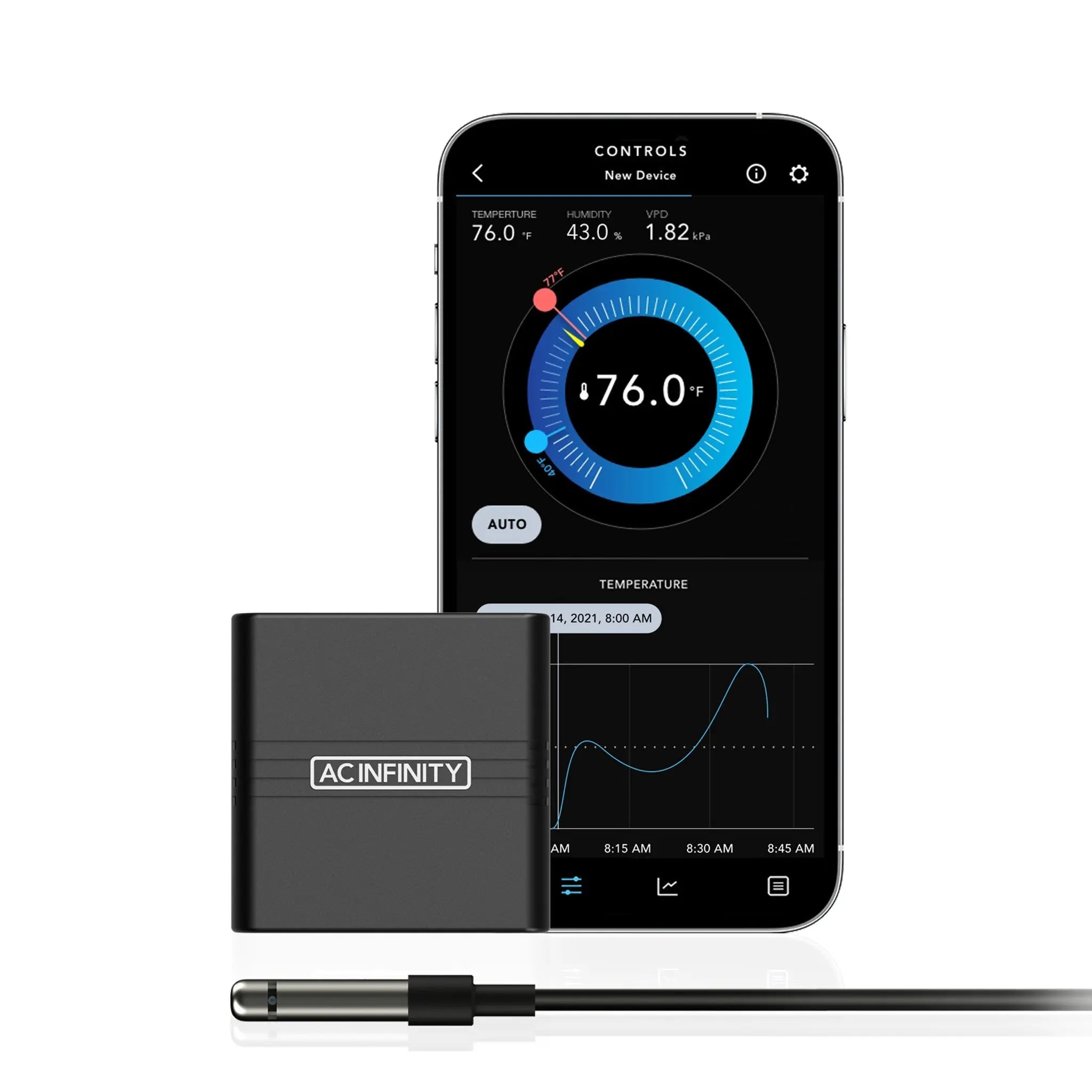 Cloudcom A1, Mini Smart Thermo-Hygrometer With Data App, 12 Ft. Sensor ...