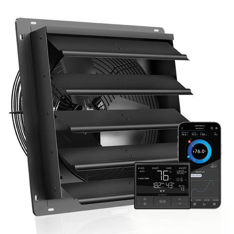 AIRLIFT T20, Shutter Exhaust Ventilation Fan 20", Temperature Humidity Controller