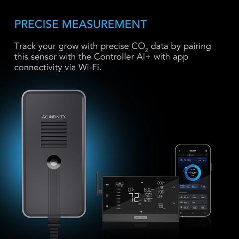 CO2 + Light Sensor for Controller AI+, CO2 Data Tracking, Optimized FAE, Day & Night Scheduling, Enables Equipment Control Programming