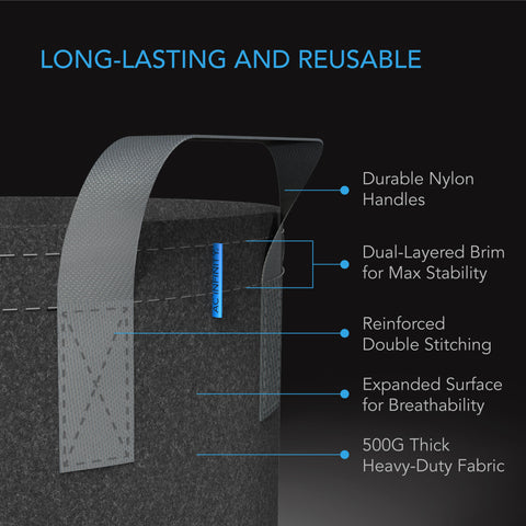 Heavy Duty Fabric Pots, 15 Gallon, 5-Pack