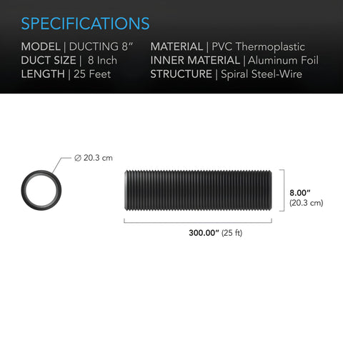 Ac Infinity, Flexible Four-Layer Ducting, 8-Inch