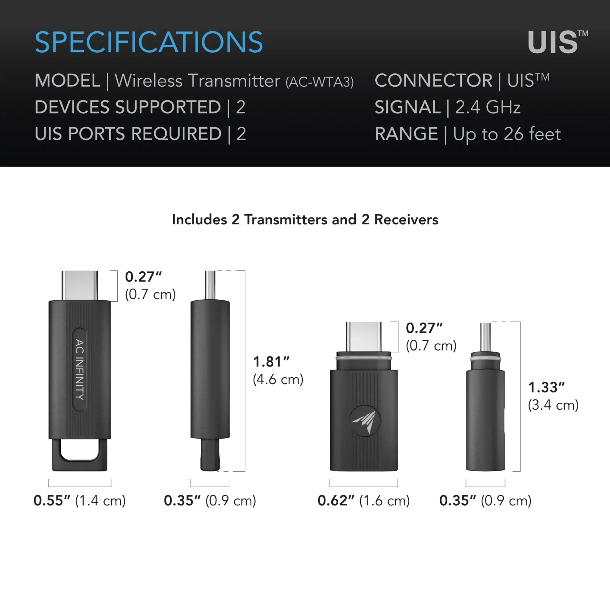 UIS 1-to-1 Transmitter & Receiver, Wirelessly Connects UIS Devices and ...