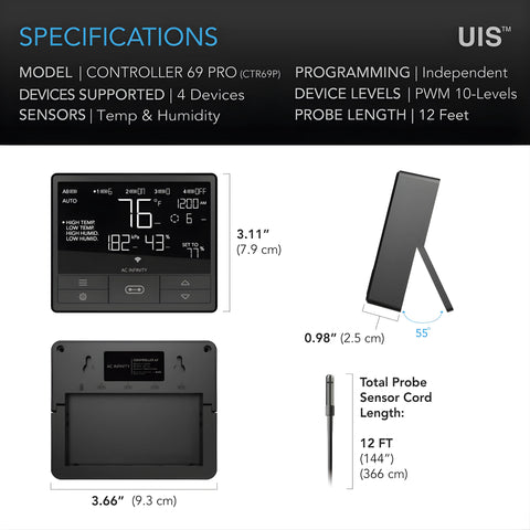 Controller 69 Pro, Independent Programs For Four Devices, Data App, Bluetooth + Wifi AC INFINITY