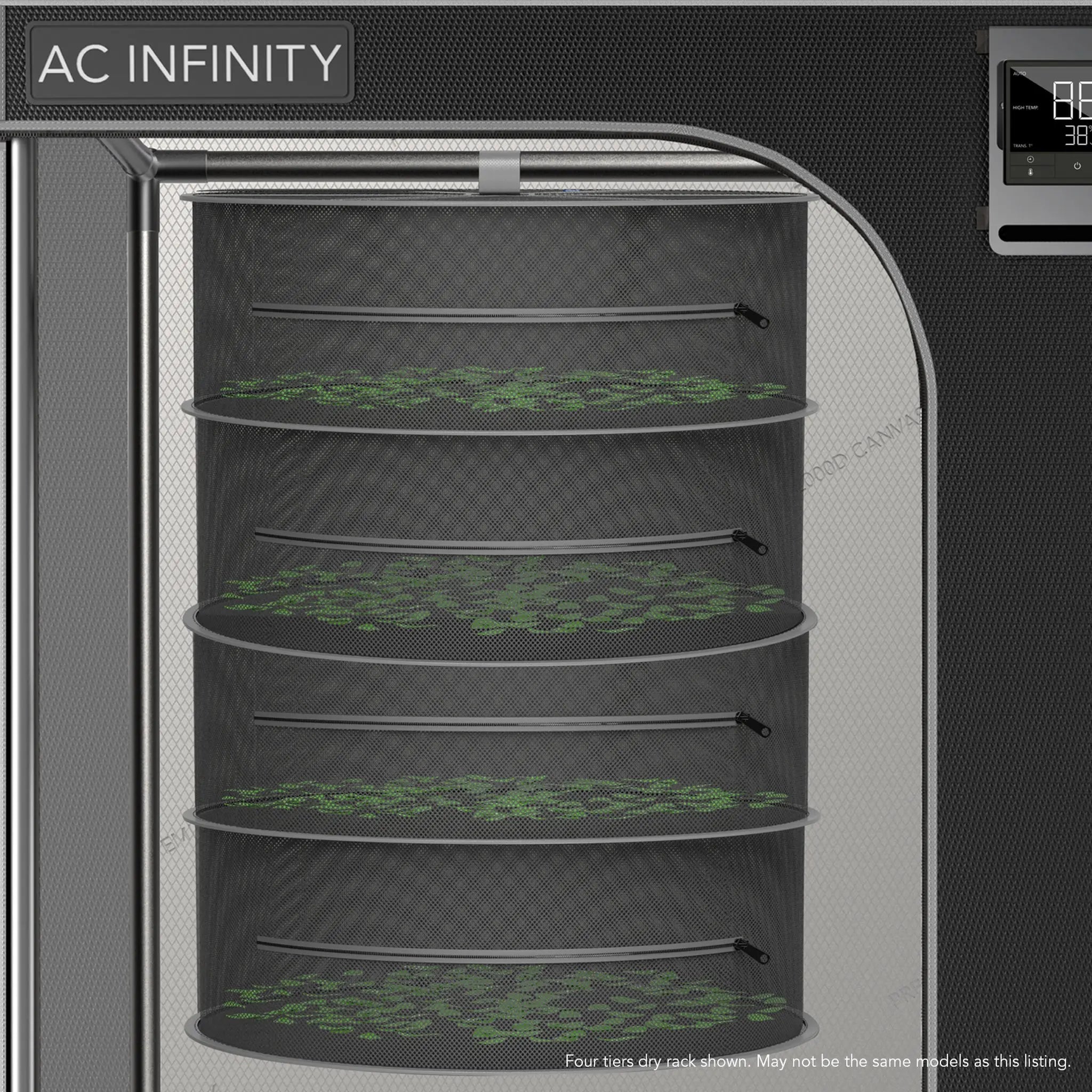 AC Infinity Hanging Herb Drying Rack, Fits 3x3 Grow Tents, Six Tiers ...