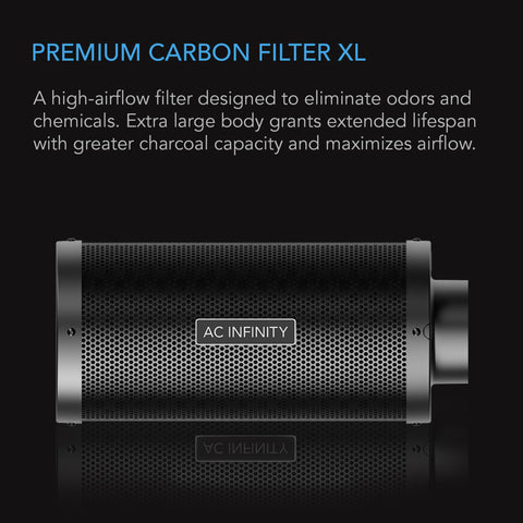 AC Infinity Duct Carbon Filter XL, Australian Charcoal, Extra Large, 8 Inch