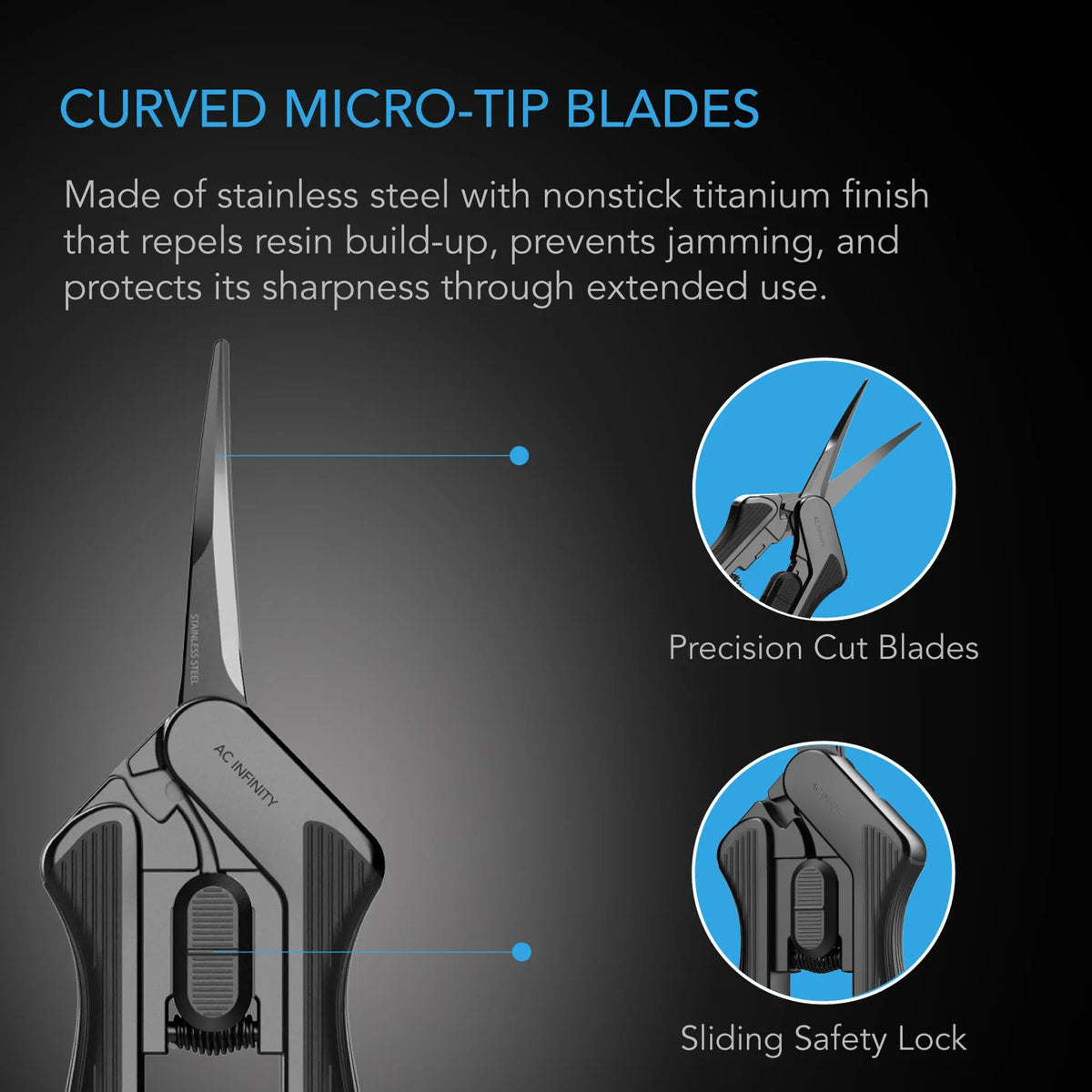 Stainless Steel Curved Pruning Shear, Ergonomic Lightweight, 6.6