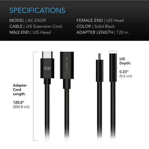 UIS to UIS Extension Cable, Female to Male, 10 feet