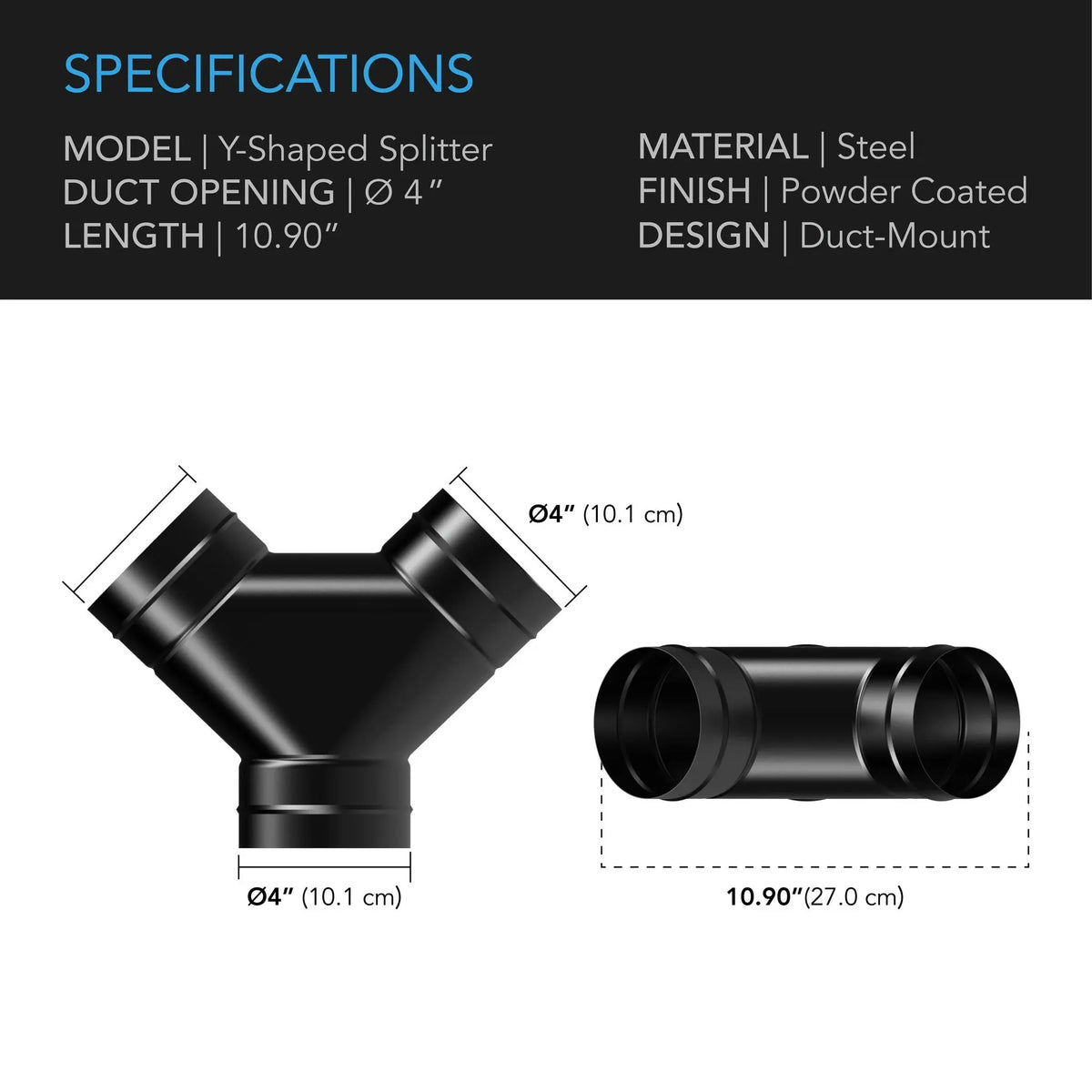 Steel 3-Way Duct Splitter, 4-Inch – LED GROW SHOP UK
