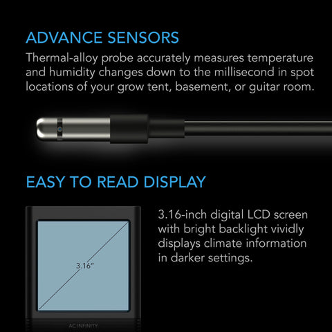 Cloudcom B1, Smart Thermo-Hygrometer With Data App, 12 Ft. Sensor Probe