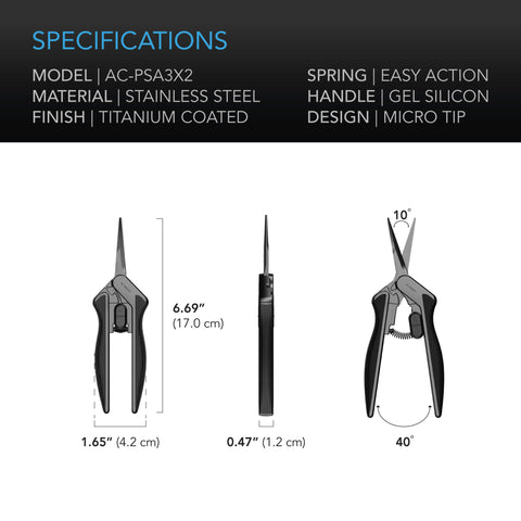 Stainless Steel Pruning Shear, Ergonomic Lightweight, 6.6” Straight Blades, 2-Pack